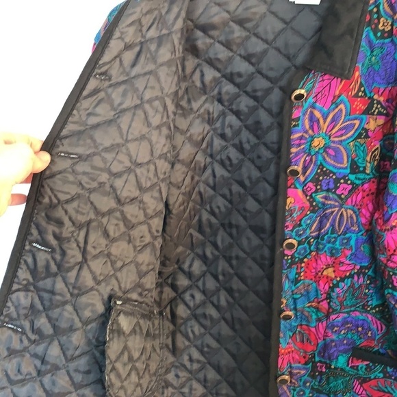 VTG Boston Traveler Y2K Boho Floral Quilted Jacket Folk Style Colorf Women Large - Picture 10 of 12